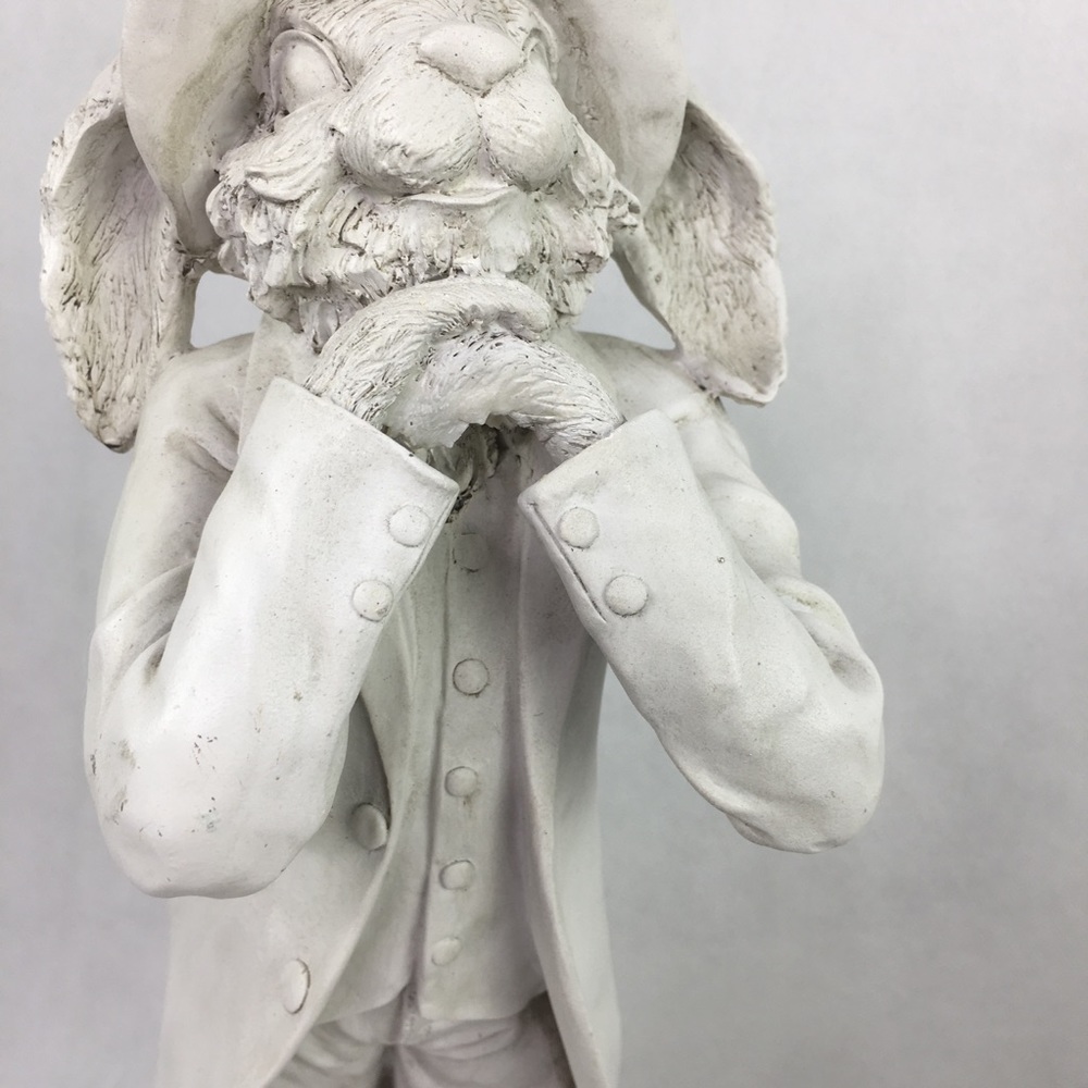 Large White Washed Detailed Rabbit Statue - Picture 8 of 8